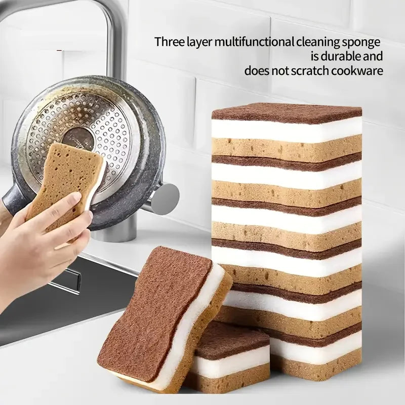2-20Pcs Three-Layer Seaweed Cleaning Sponges Dishwashing Sponges High-Quality Kitchen Cleaning Cloths Kitchen Cleaning Brushe Oasis Select