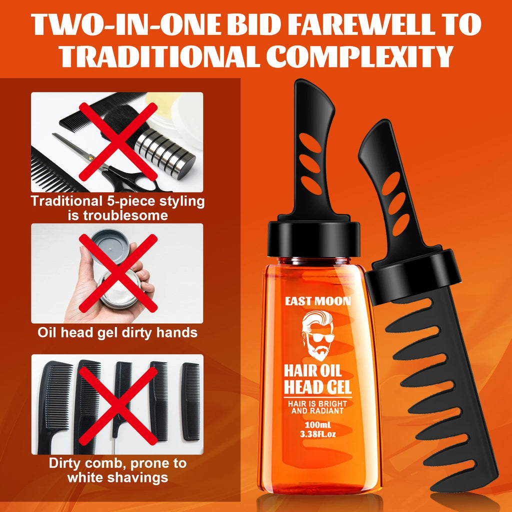 2 in 1 Hair Wax Gel With Wide Tooth Comb Men Long-lasting Fluffy Hair Styling Oil Hair Styling Cream Liquid Fluffy Comb 100ml Oasis Select