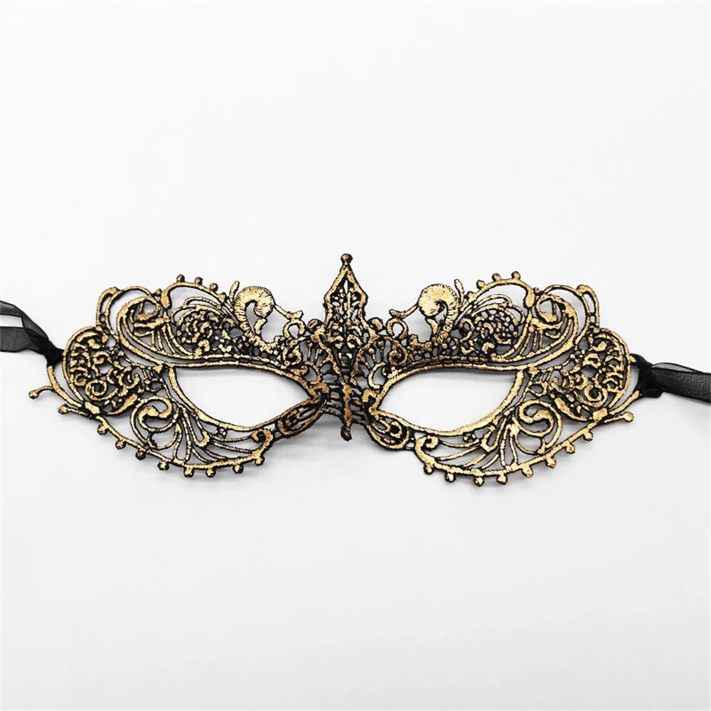 Women Sexy Hollow Lace Masquerad Face Mask with Ribbon Princess Party Mardi Gras Cosplay Prom Props Costume Nightclub Eye Mask Oasis Select