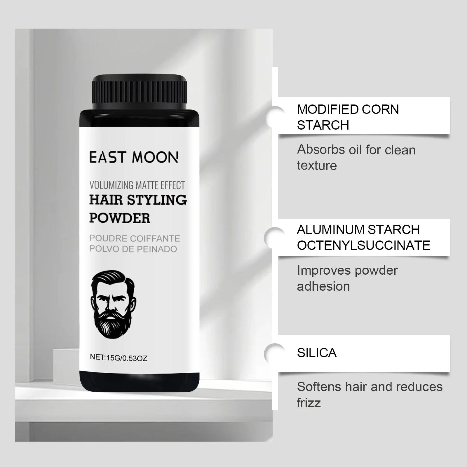 Men's Hair Texture Powder - Natural Hold, Long-Lasting, Volumizing, Non-Greasy Styling Powder Oasis Select