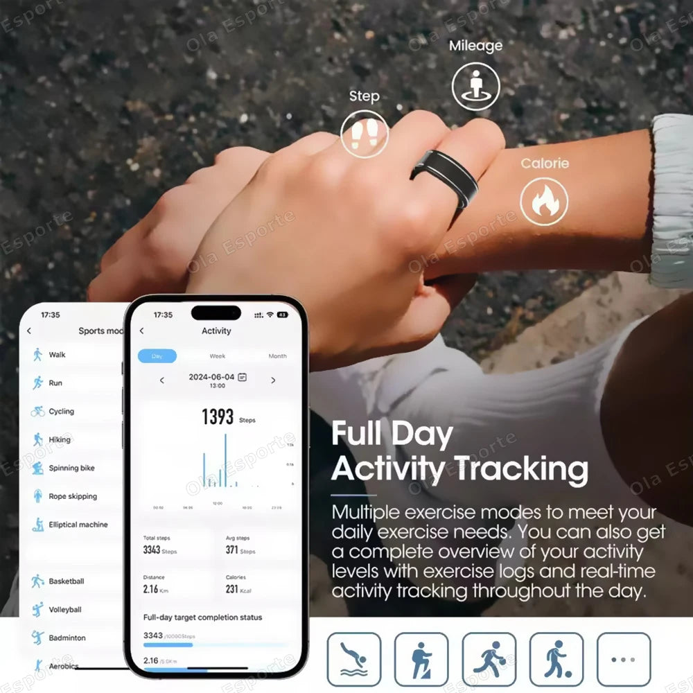 Smart Ring Heart Rate SpO2 Sleep Tracker | 5ATM Waterproof