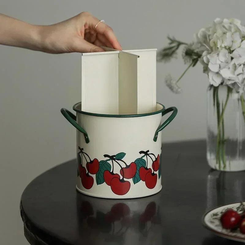 Retro Tableware Storage Bucket Draining Rack with Divider Kitchen Knife and Fork Storage Box Home Decoration for Kitchen Tools Oasis Select