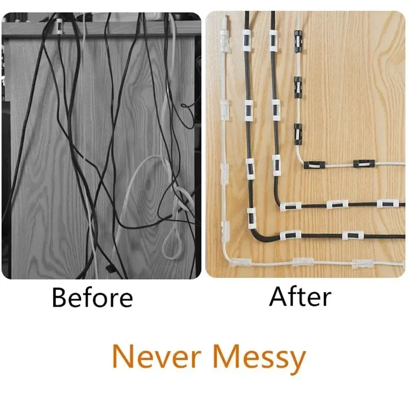 20/40pcs Adhesive Cable Clips Wire Holder For Wall Strong Self-Adhesive Stickers Cord Management Organizer For Desk Car Office Oasis Select