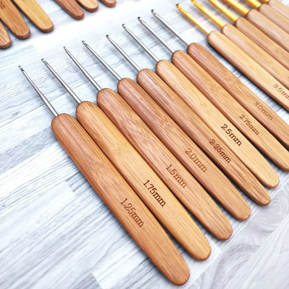 Bamboo Wooden Handle Crochet Hook Crochet Hooks Ergonomic Crochet Needles Weave Yarn Craft DIY Sewing Tools for Fine Work Thin Oasis Select