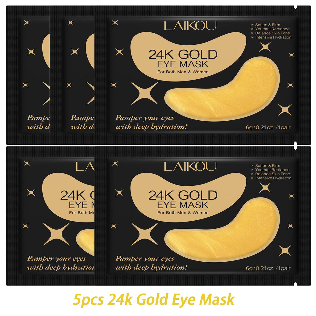 Sakura or Milk or 24K Gold Eye Mask Eye Patches Firming Moisturizing Nourishing Relieves Dark Circles Puffiness under Eyes Oasis Select 5PCS 24k Eye Msak