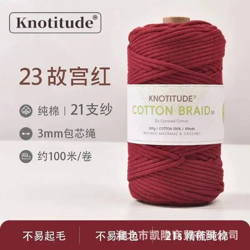 Macrame Braid Cotton Cord 109Yards Pure Rope Bracelet Knots DIY Craft