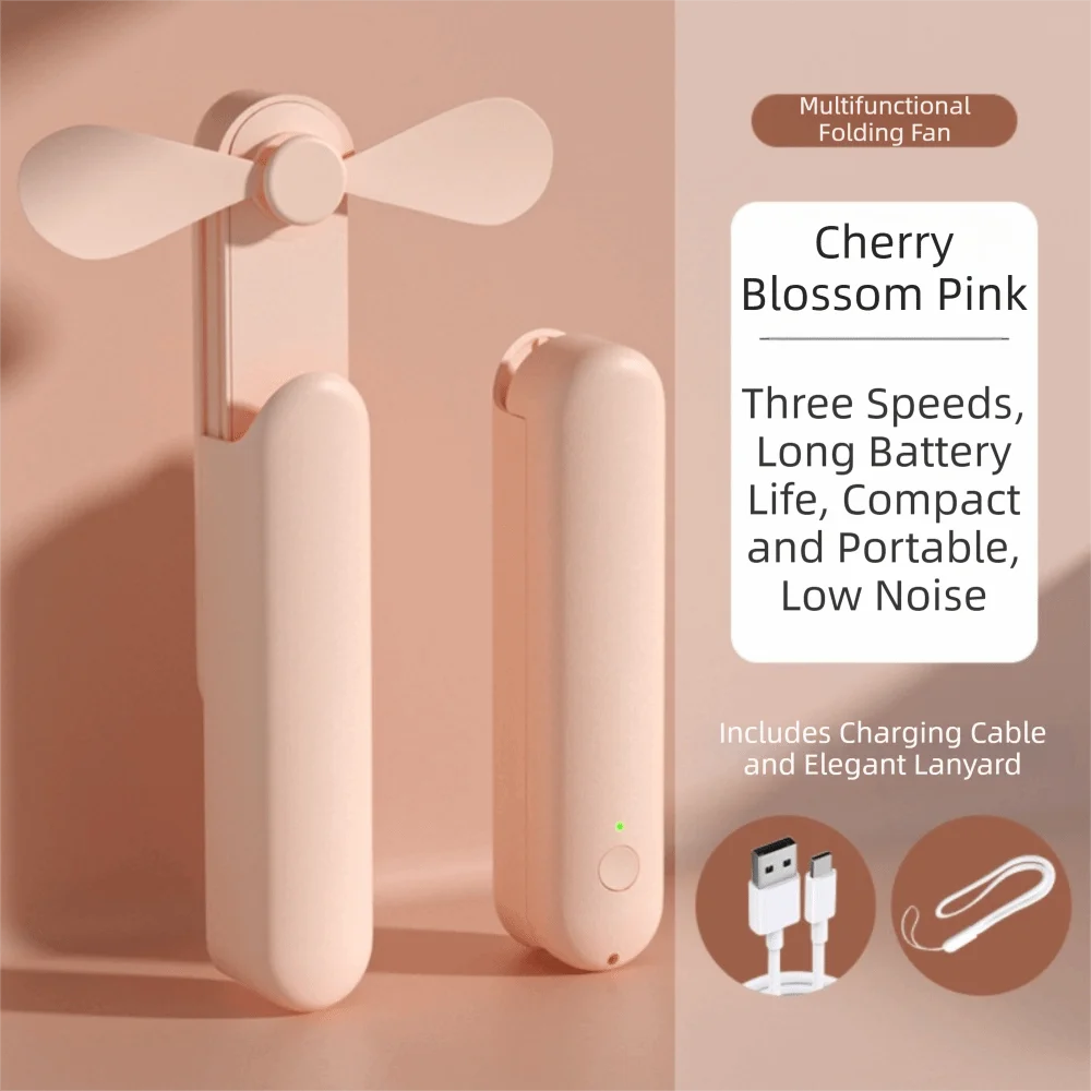 Compact Body Retractable Handheld Fan USB Charging Flexible Design Mini Handheld Fan Lightweight Quiet Operation Portable Fan Oasis Select Pink