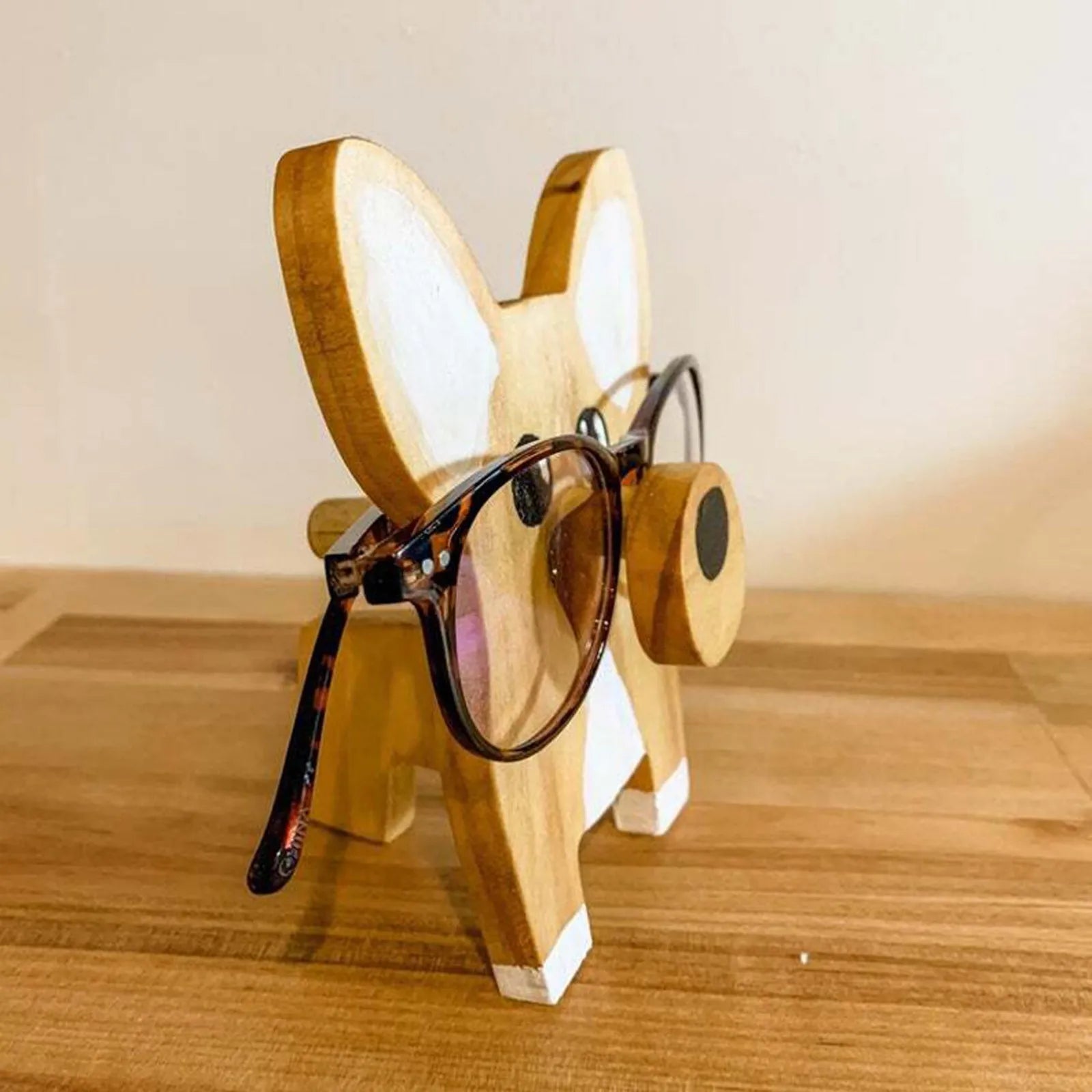 Corgi Dog Glasses Stand Christmas Gift Handmade Wooden Spectacle Holder Cute Pet Eyeglass Display Ornaments Oasis Select