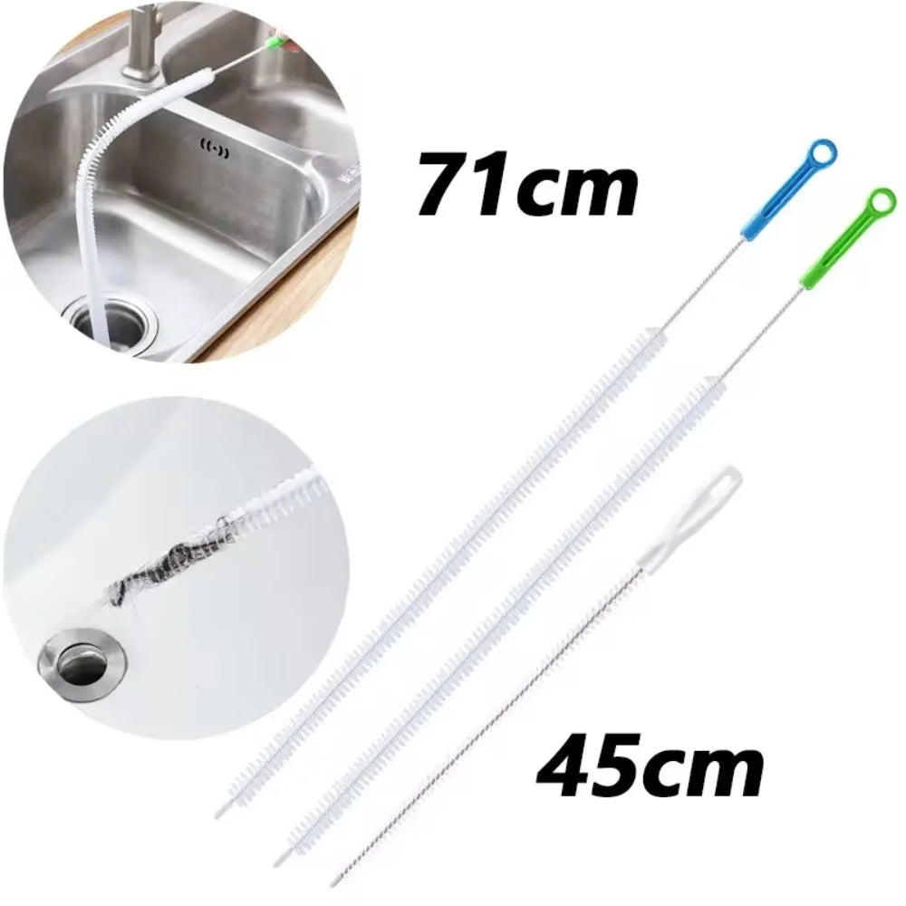 Household Cleaning Nylon Sewer Cleaning Brush Flexible Metal Sewer Pipeline Cleaning Tools Extended Kitchen Sink Brush Oasis Select