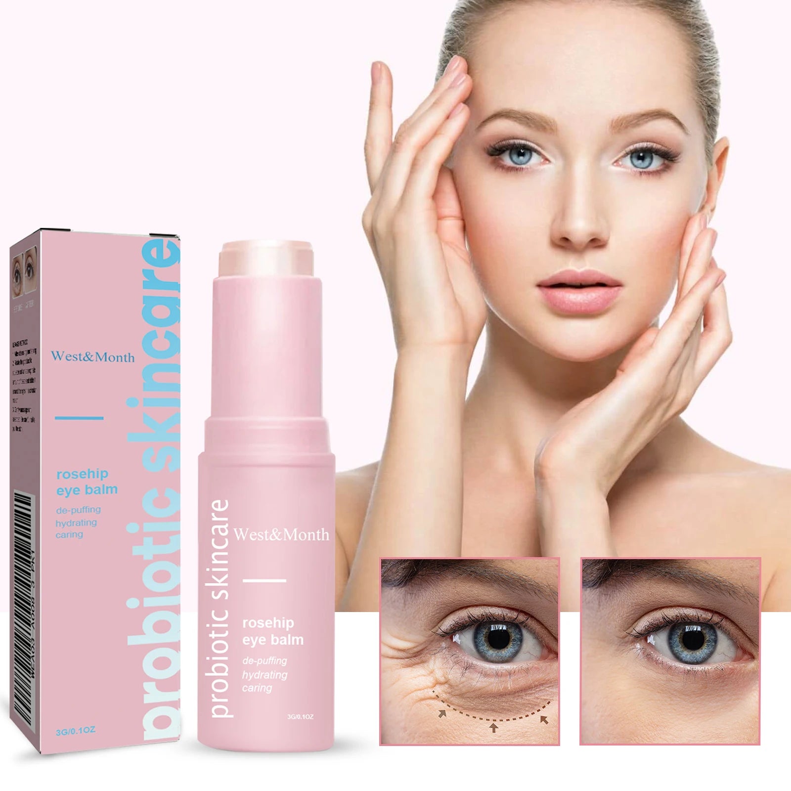 Women Extra Renewing Rosehip Eye Balm Face Lifting Moisturizing Balm Stick Fine Lines Removal Hyaluronic around the Eye Care15ml Oasis Select