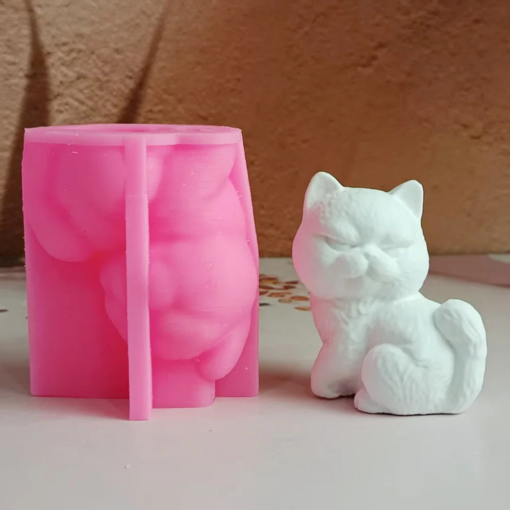 Charming 3D Cat Scented Candle Silicone Detailed Cat Design Mold Resin Mold For Handmade Gifts Home Decor Oasis Select