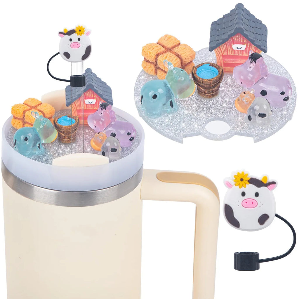 Accessories Charms Set Compatible with Stanley Trumbler 30oz/40oz, Stanley Cup Lid Accessories Charms & Silicone Straw Cover Cap Oasis Select C