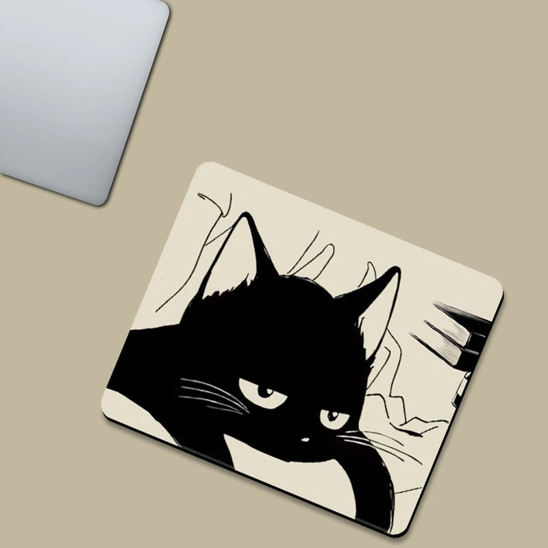 Black Cat Mousepad Small Office Computer Desk Mat Table Keyboard Big Mouse Pad Laptop Cushion Non-slip Deskpad Home Decor Oasis Select