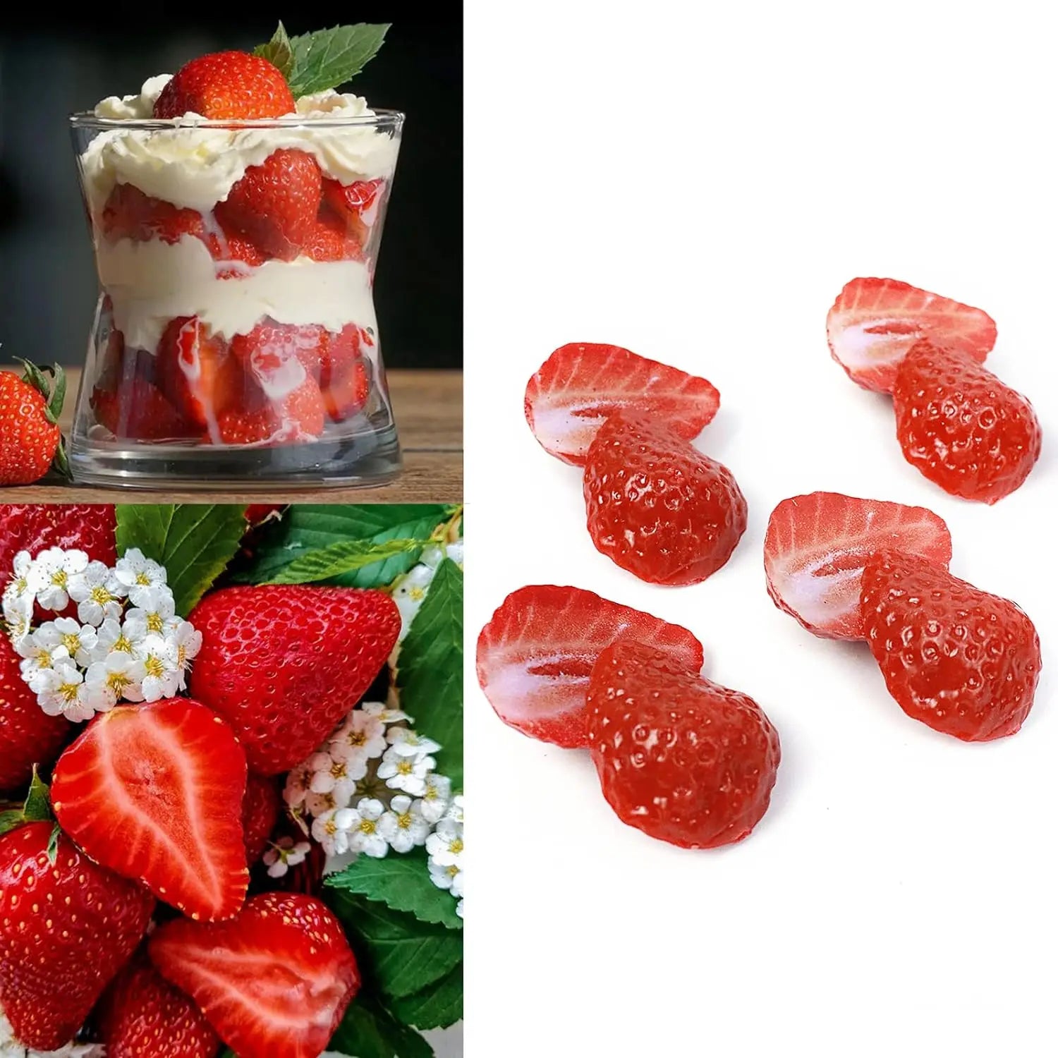 Artificial strawberry petals, fruit decorations, party, table and vase filling, photography props (10 petals) Oasis Select