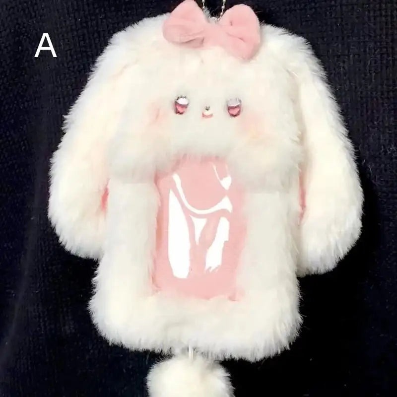 Cute Plush Rabbit Photocard Holder Soft Animal Design Anti-Scratch ID Card Case for Students School Daily Use 1Pcs Oasis Select A