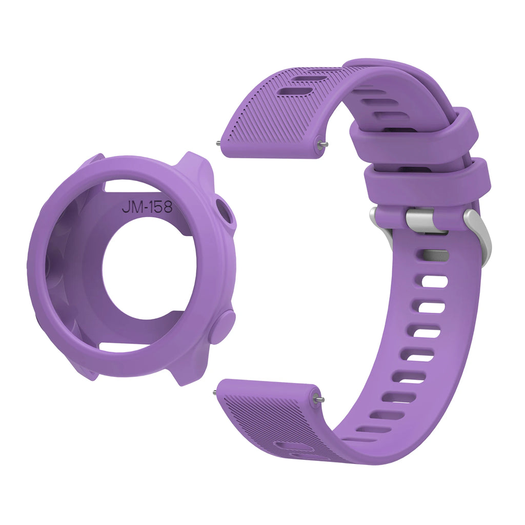 Silicone Band & Case for Garmin Forerunner 55 158 – 20mm Strap Watch Band & Case Oasis Select Purple Case Strap Forerunner 158 55