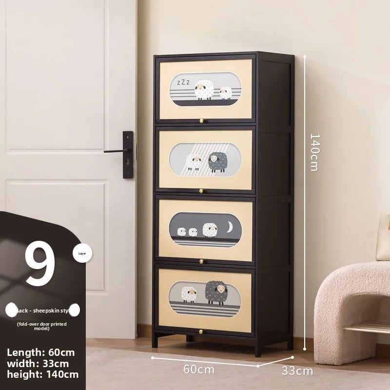 Multi-layer shoe rack outside the door of the home, artifact, large shoe cabinet, indoor corridor bamboo simple shoe cabinet Oasis Select Nine floors 60cm