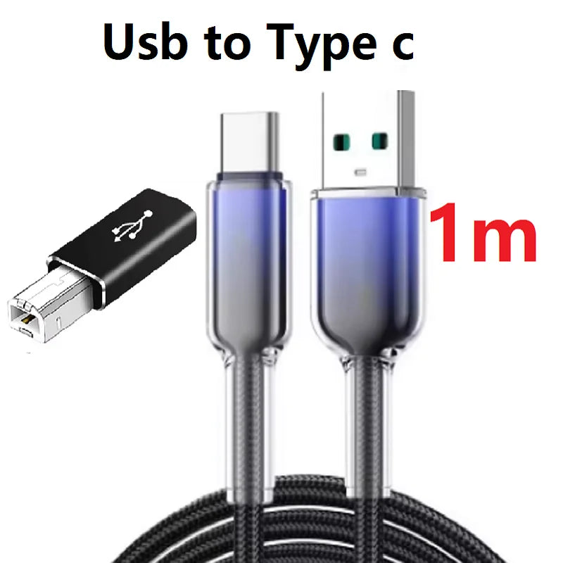 Type-c to square Printer Cable Adapter Converter DP 65W Fast Charging Data Transfer Cable Printer Scanner Electric Piano Adapter Oasis Select 1m cable Figure 2