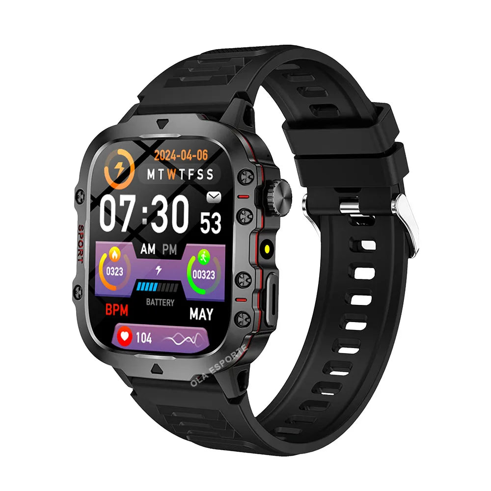 Military Smartwatch Men – 2.01" HD GPS BT Calling Fitness Tracker