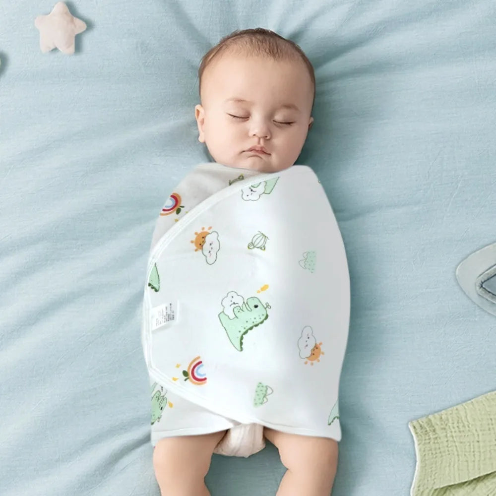 Comfortable Anti-startle Sleeping Bag Cotton Single Layer Swaddle Blanket Cartoon Newborn Wrap Oasis Select