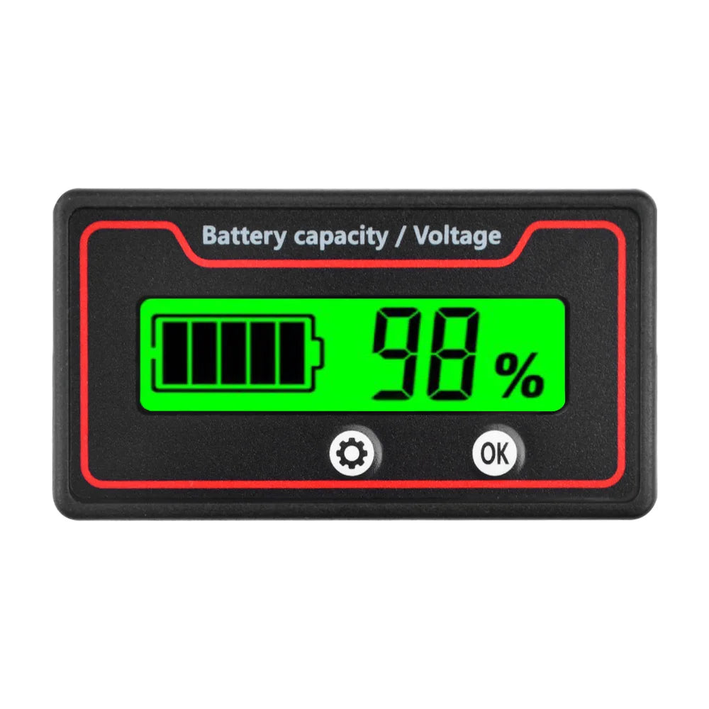 Car Battery Charge Level Indicator 12V 24V 36V 48V 60V 72V Lithium Battery Capacity Meter Tester Display LED Tester Voltmeter Oasis Select Green