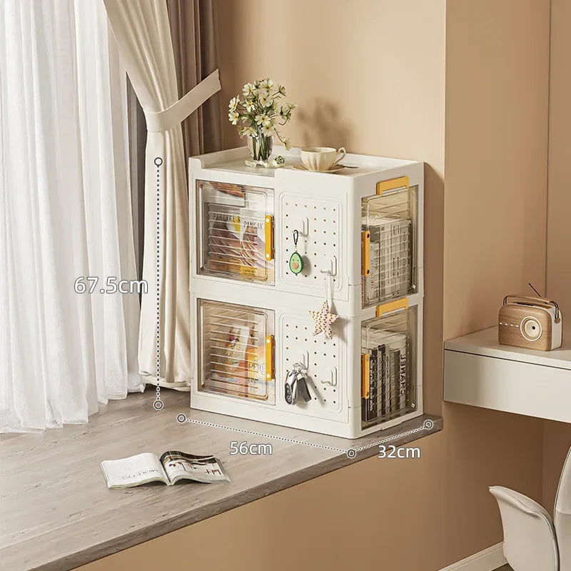 Stackable bookcase storage box Movable sorting folding box Classroom storage Living room sundries storage box sturdy and durable Oasis Select