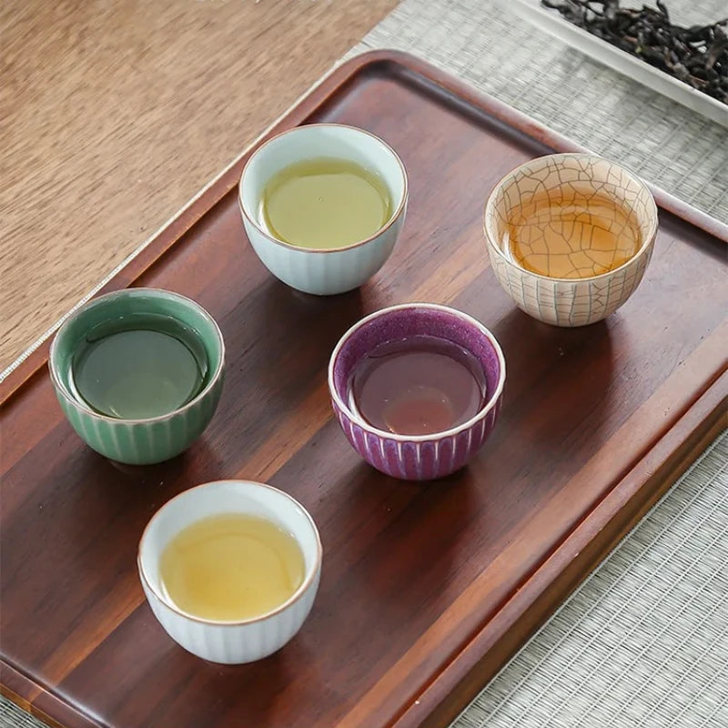 Colorful Teacup Set with Calligraphy Packaging for Tea Tasting Home Use Gifting Drinking Utensils Home Furnishings Oasis Select