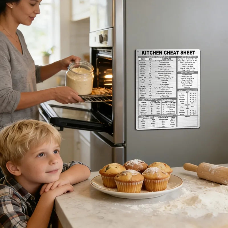 Kitchen Conversion Magnetic Sticker Fridge Mounted Measuring Guide Metal Kitchen Helper for Daily Cooking Use Oasis Select