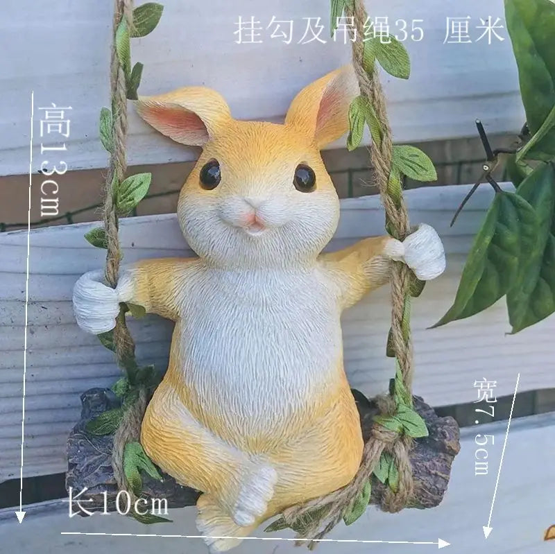 Cute Rabbit Swing, Courtyard Balcony, Flower Garden, Outdoor Homestay, Hanging Decorations, Tree Animals, Hanging Ornaments Oasis Select 7978 Swing Rabbit