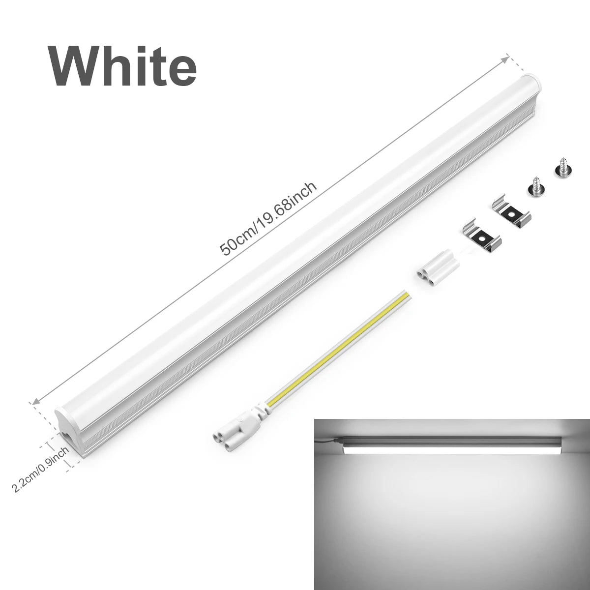 15W T5 LED Tube Light 50cm, Energy-Saving 50%, No Flicker, 3 Colors, Instant On, for Home/Office/Shop, 50K Hours Long Life Oasis Select White No Plug