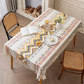Bohemian Cotton Linen Do-in Tablecloth Rectangular Tassel Waterproof Greaseproof Table Cloth Oasis Select 90cm x 150cm D
