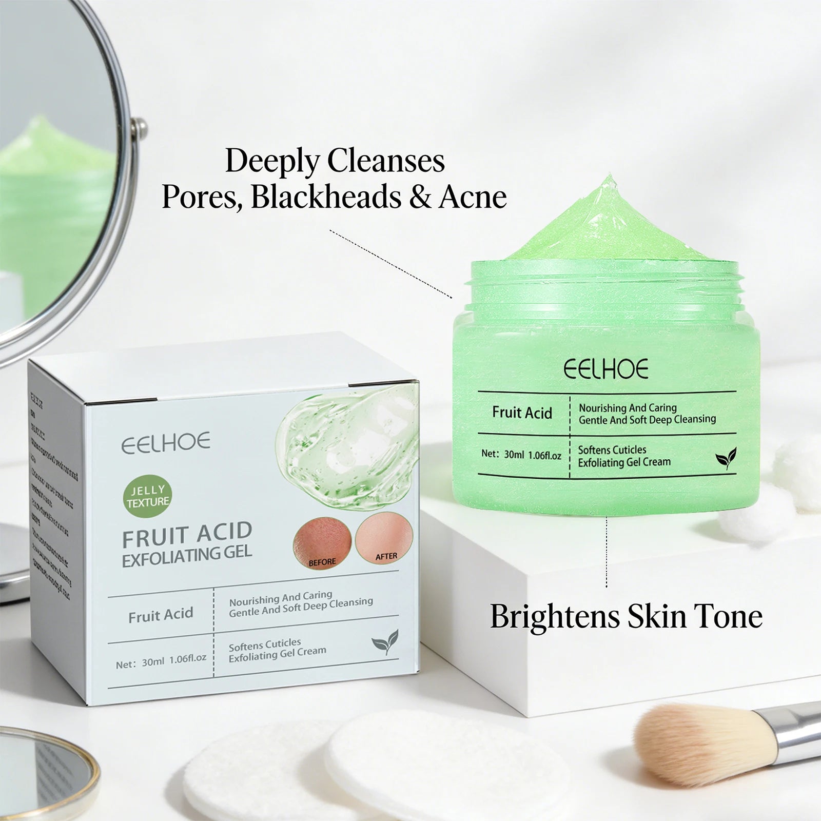 Eelhoe Fruit Acid Exfoliating Gel – Pore Cleanse & Blackheads Facial Exfoliating Gel Oasis Select