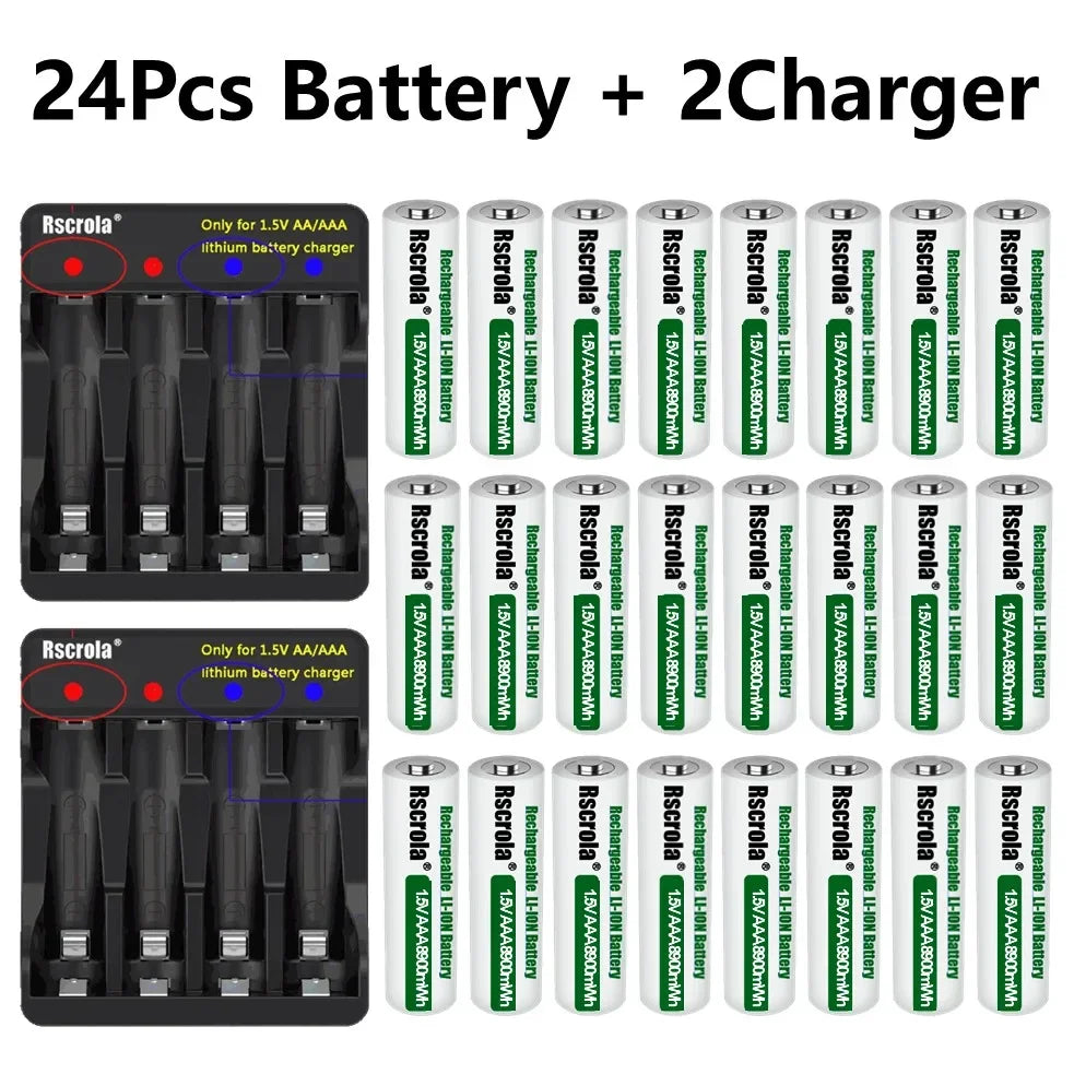 1.5V AAA8900mWh rechargeable battery New AAA lithium battery long life for Mouse Flashlight Fan Game Machine electric toy Oasis Select 24P AAA and 2Charger 1.5V