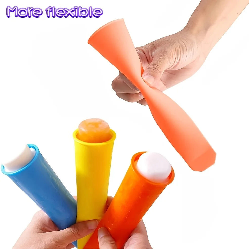 6Pcs Reusable Silicone Popsicle Molds with Lids Tubes Leak-Proof Easy One-Press Release for Homemade Yogurt Bars Juice Popsicles Oasis Select