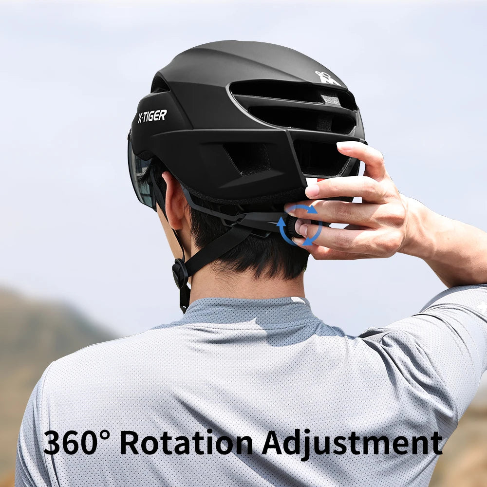 X-TIGER Cycling Helmet Lightweight One-piece Helmet Breathable With Magnetic Goggles Head Safety Helmet MTB Road Bike Helmet Oasis Select