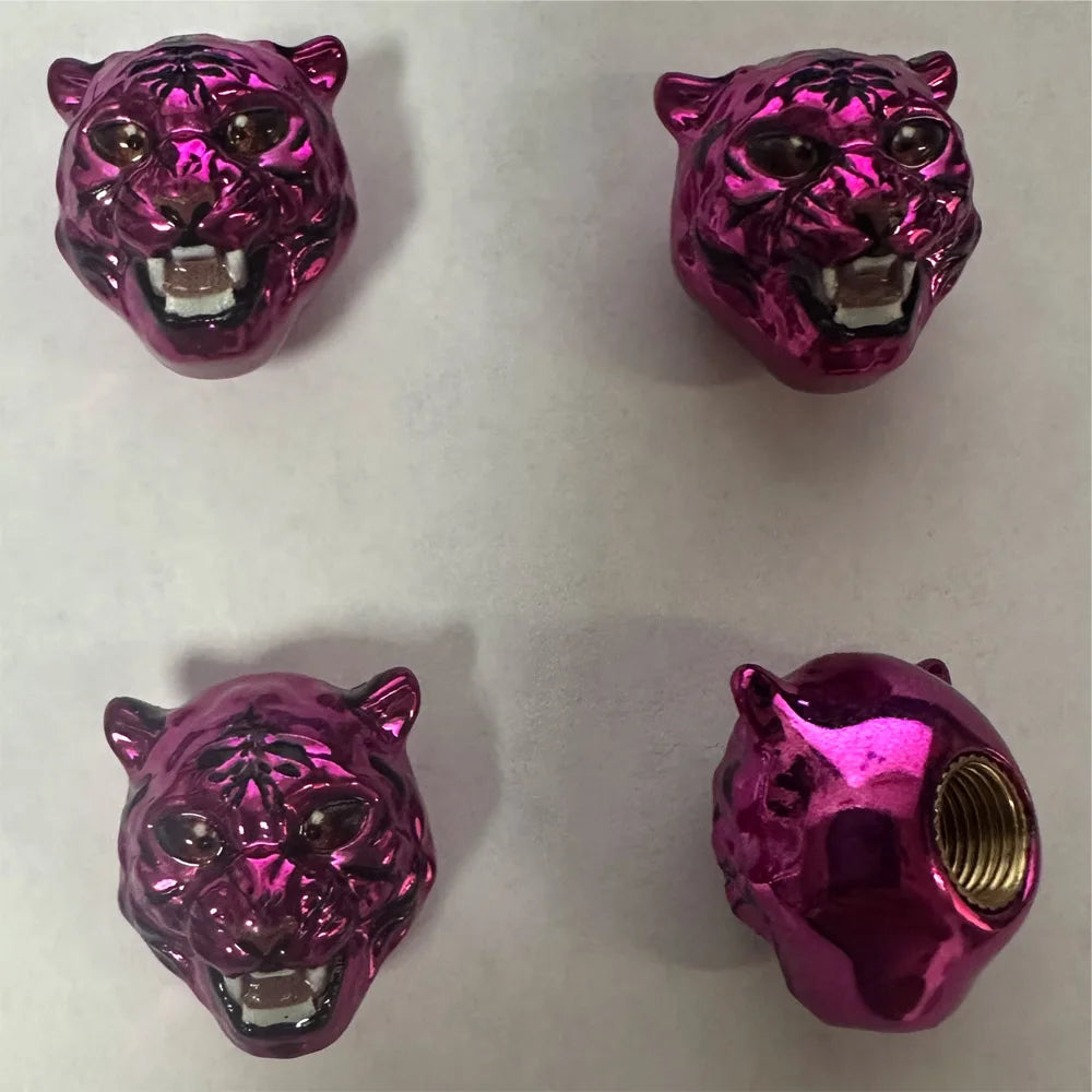 4Pcs Tiger Style Tire Valve Stem Caps 3D Animal Car Accessories Decor Tire Air Caps for Car,SUV,Bike,Motorcycle,Bicycle Oasis Select Purple