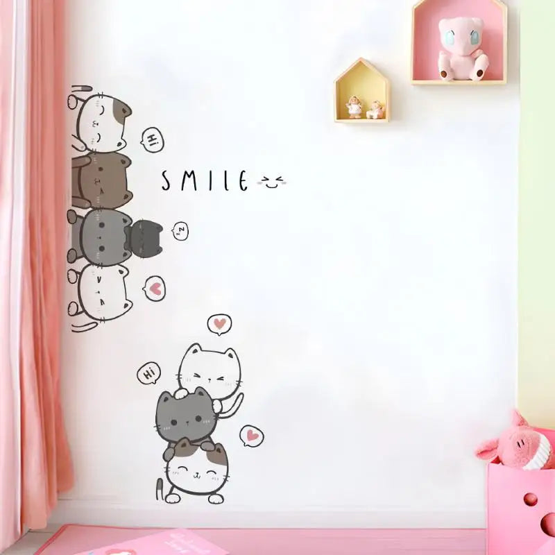 Cartoon Cat Wall Sticker PVC Decal – Kids Room & Home Décor