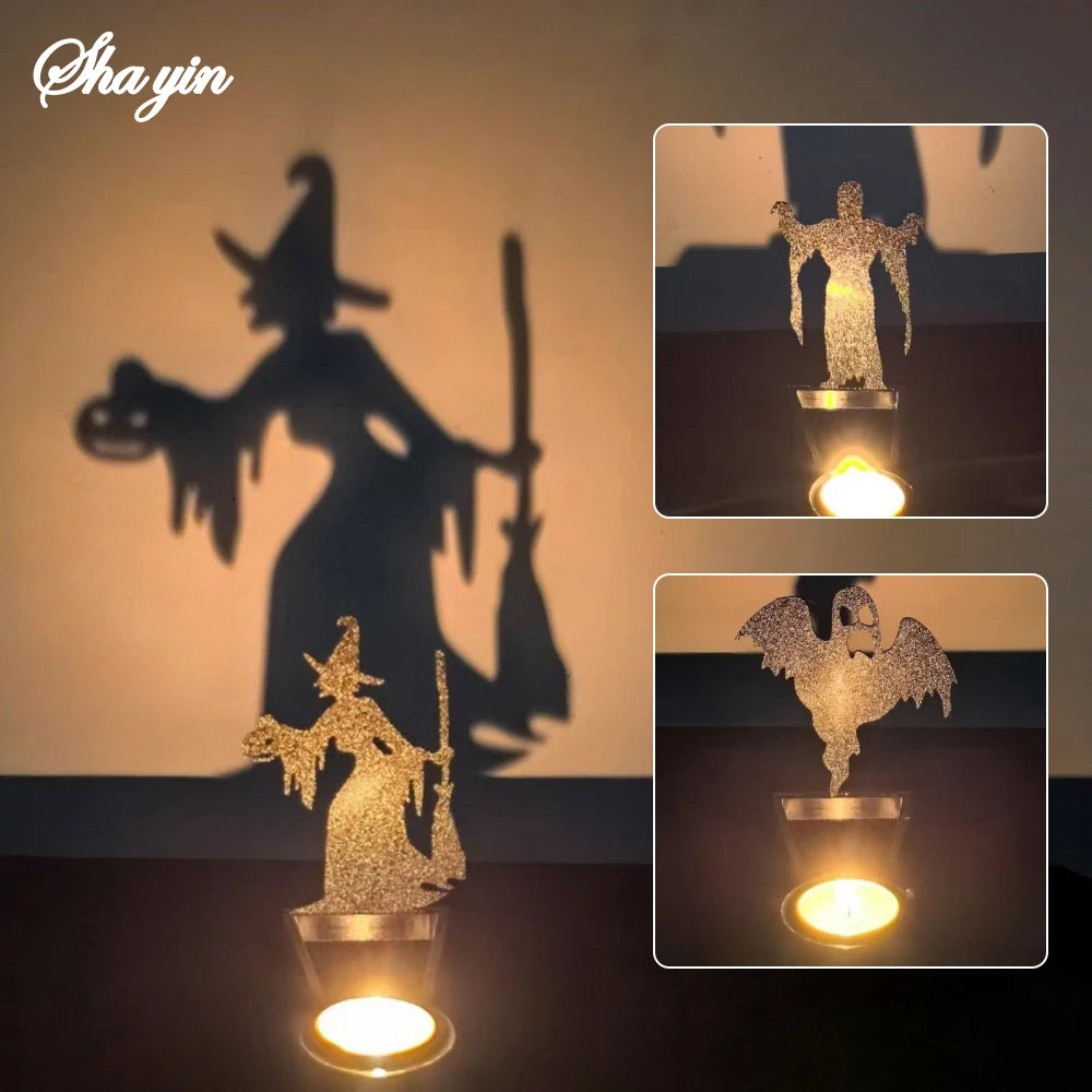 Halloween Candlestick Decoration Set,Pumpkin Skull Ornament,Pumpkin Candle Reflection Candlestick,Indoor Home Party Decoration Oasis Select