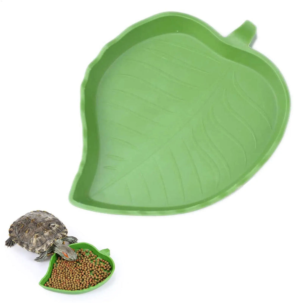 Leaf Reptile Food Water Bowl Flat Drinking and Eating Dish Tortoise Habitat Accessories Water Plate for Turtle Lizards Crawl Pet Oasis Select