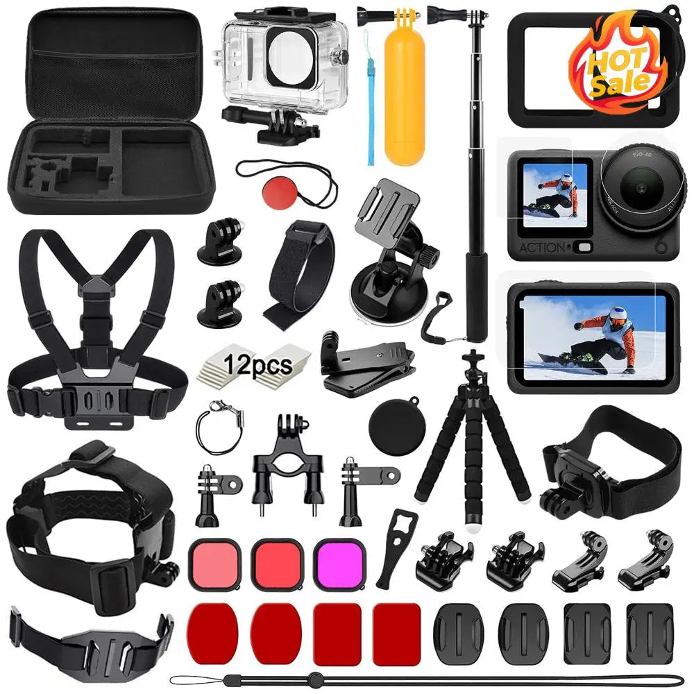 Action Camera Accessories Kit for DJI Osmo Action 6 Essential Accessories Kit with Waterproof Housing+Silicone Case+ Suction Cup Oasis Select