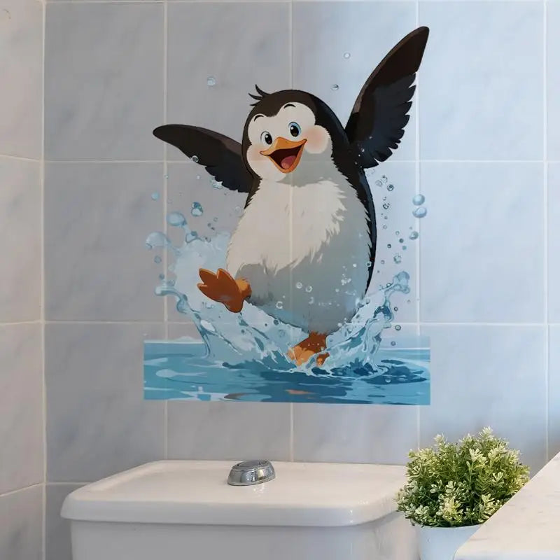 Cute Penguin Waterproof PVC Wall & Bathroom Decal Sticker