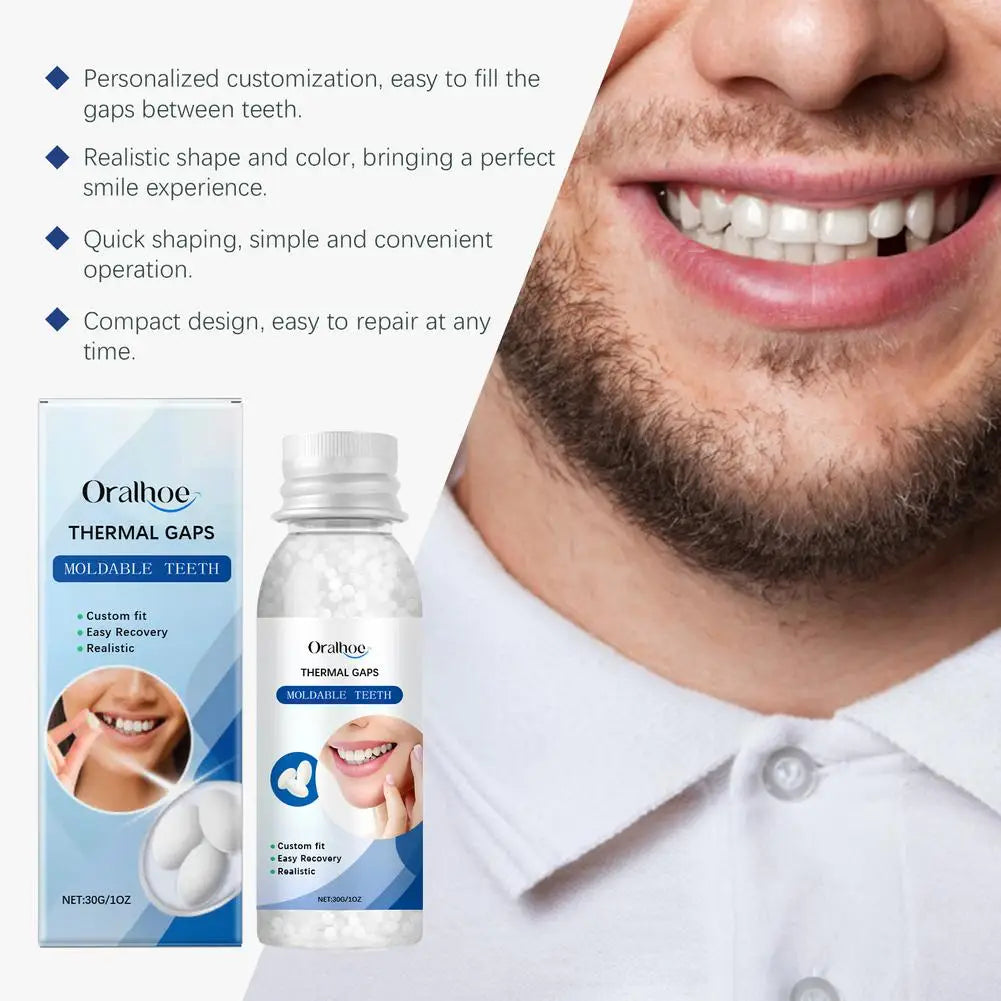 30g Fake Teeth Repair Dental Adhesive, Thermal Forming False Teeth,Reusable Super Strong Non-Toxic Dental Solution (1 Bottle) Oasis Select