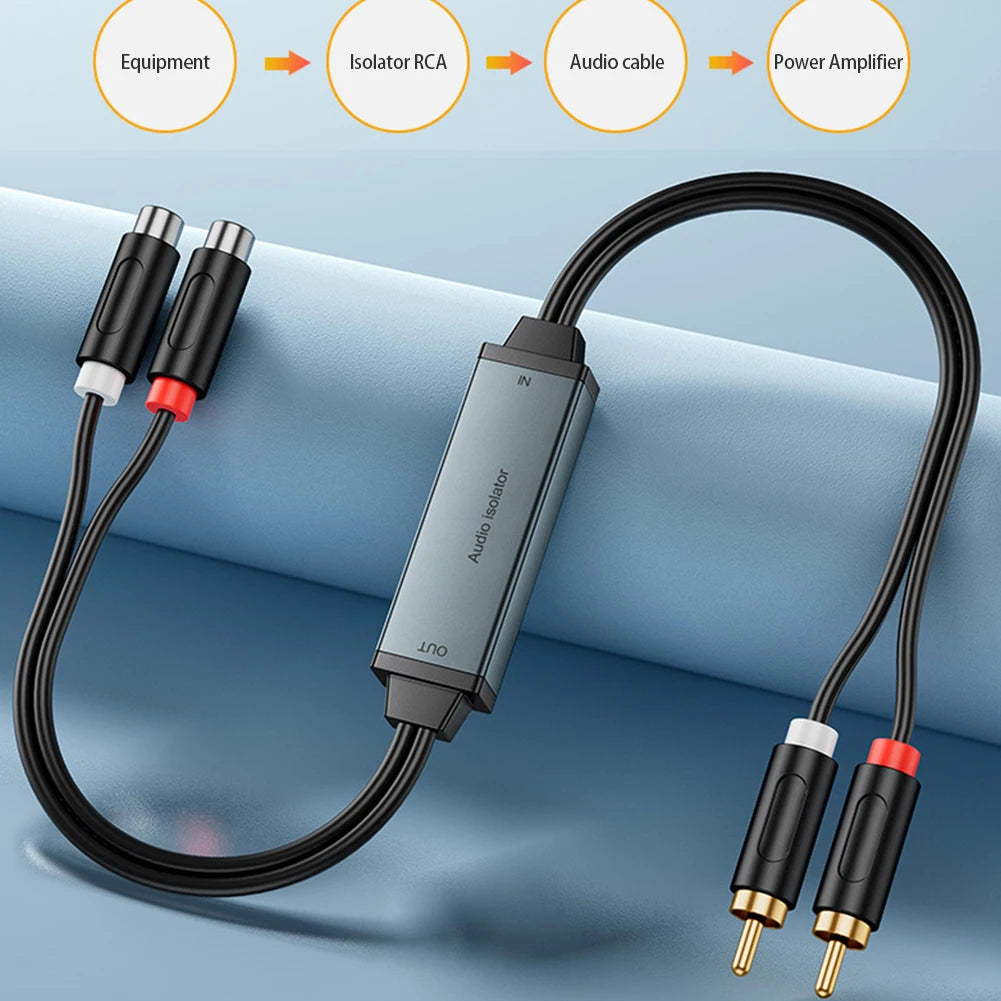 RCA Audio Ground Loop Isolator – 3.5mm Noise Filter Adapter