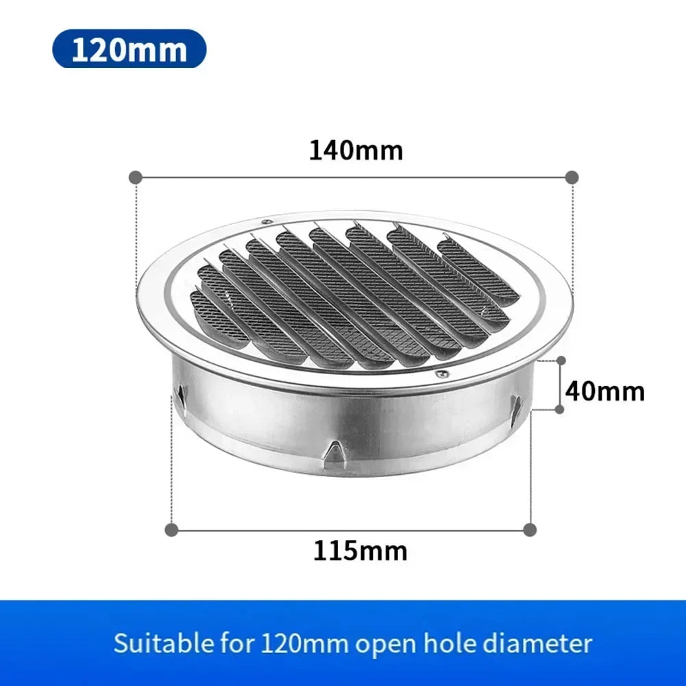 70-300mm Stainless Steel Wall Ceiling Air Vent Exhaust Hood Ducting Ventilation Waterproof Vents Cap Grille Cover Oasis Select 120mm
