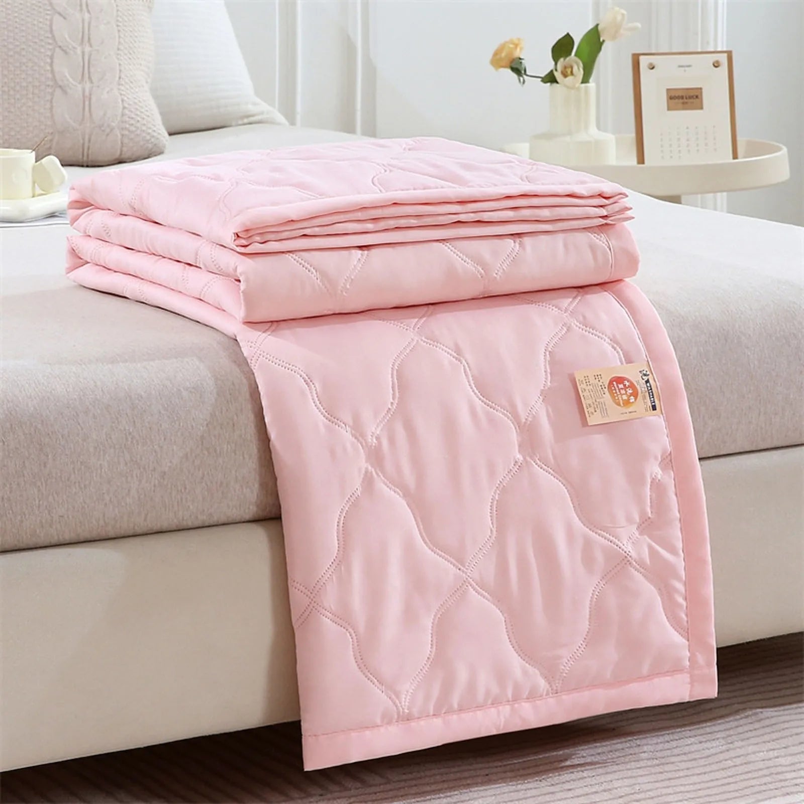 New Double Sided Cooling Blanket Cold Effect Skin-Friendly Conditioning Quilt Spring Summer Breathable Cooler Quilt Oasis Select Light pink One Size