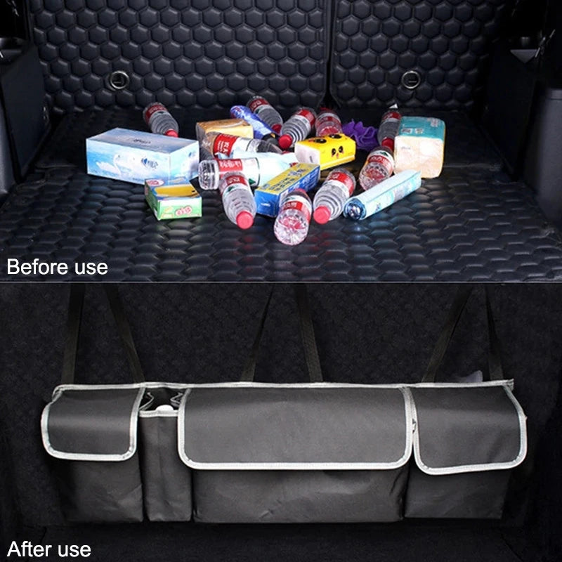 Car trunk storage bag SUV car seat back hanging bag Multi functional storage mesh bag Car interior storage items Oasis Select