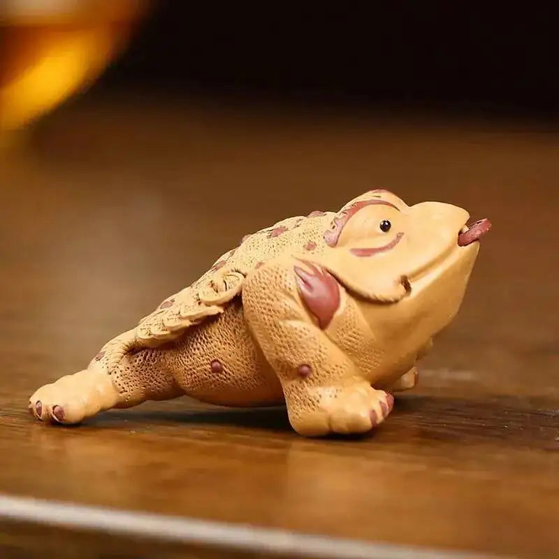 Golden Toad Wealth-attracting Ornament Purple Clay Tea Pet Tea Table Display Чайные украшения Oasis Select Slug