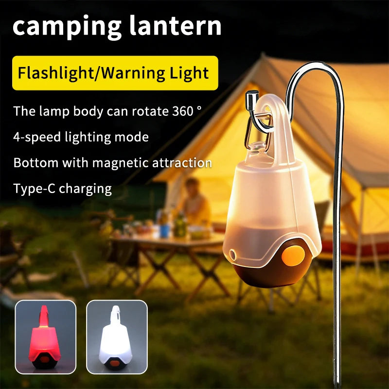 LED Mini Camping Lamp – Rechargeable COB Flashlight, 4 Modes
