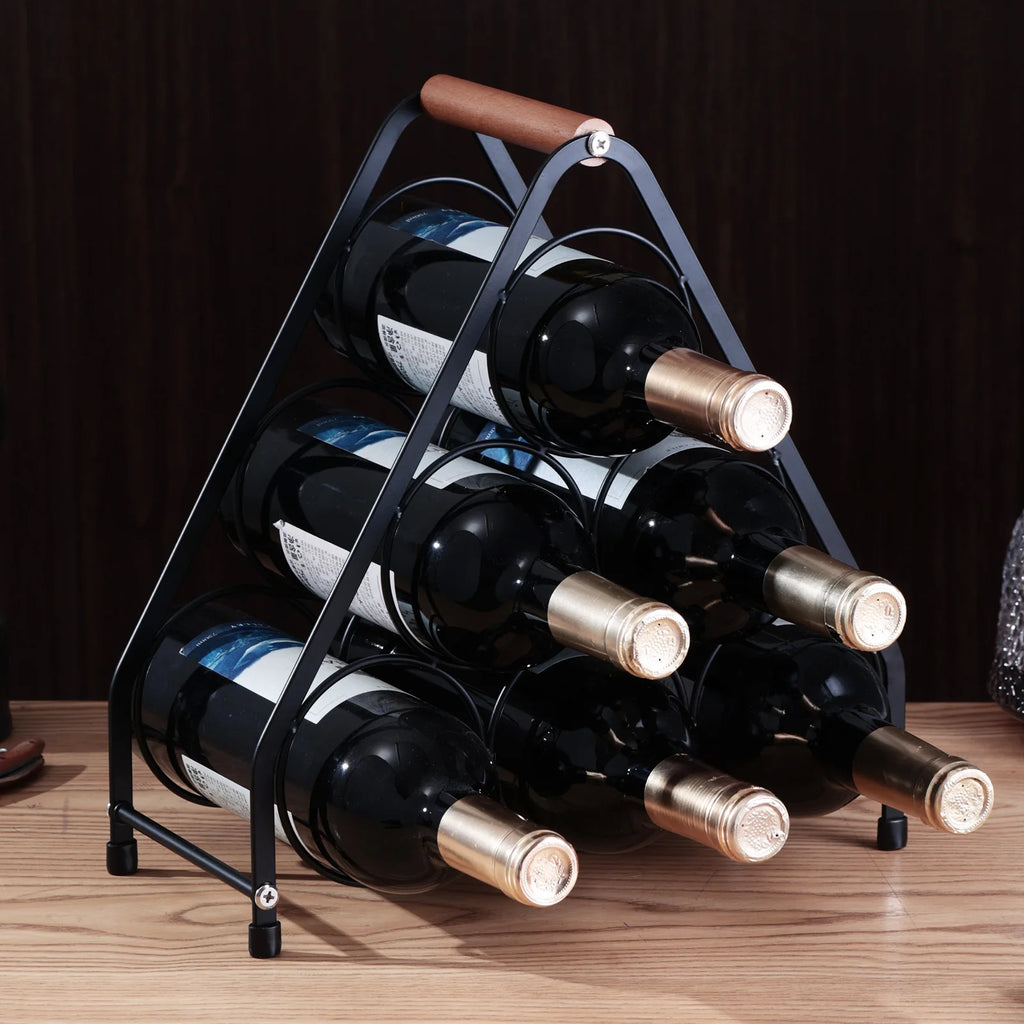 red wine rack European wooden handle portable wine bottle rack desktop wine cabinet ornament red wine display rack Oasis Select