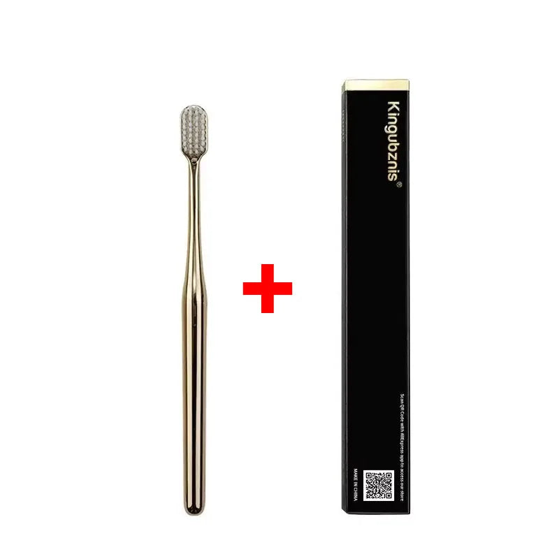 1/2/4pcs Luxury Soft Bristles Toothbrush Men Women Adult Tooth Brush Gold Silver Dental Brushes Elegance Toothbrushes Portable Oasis Select 1pcs Gold White